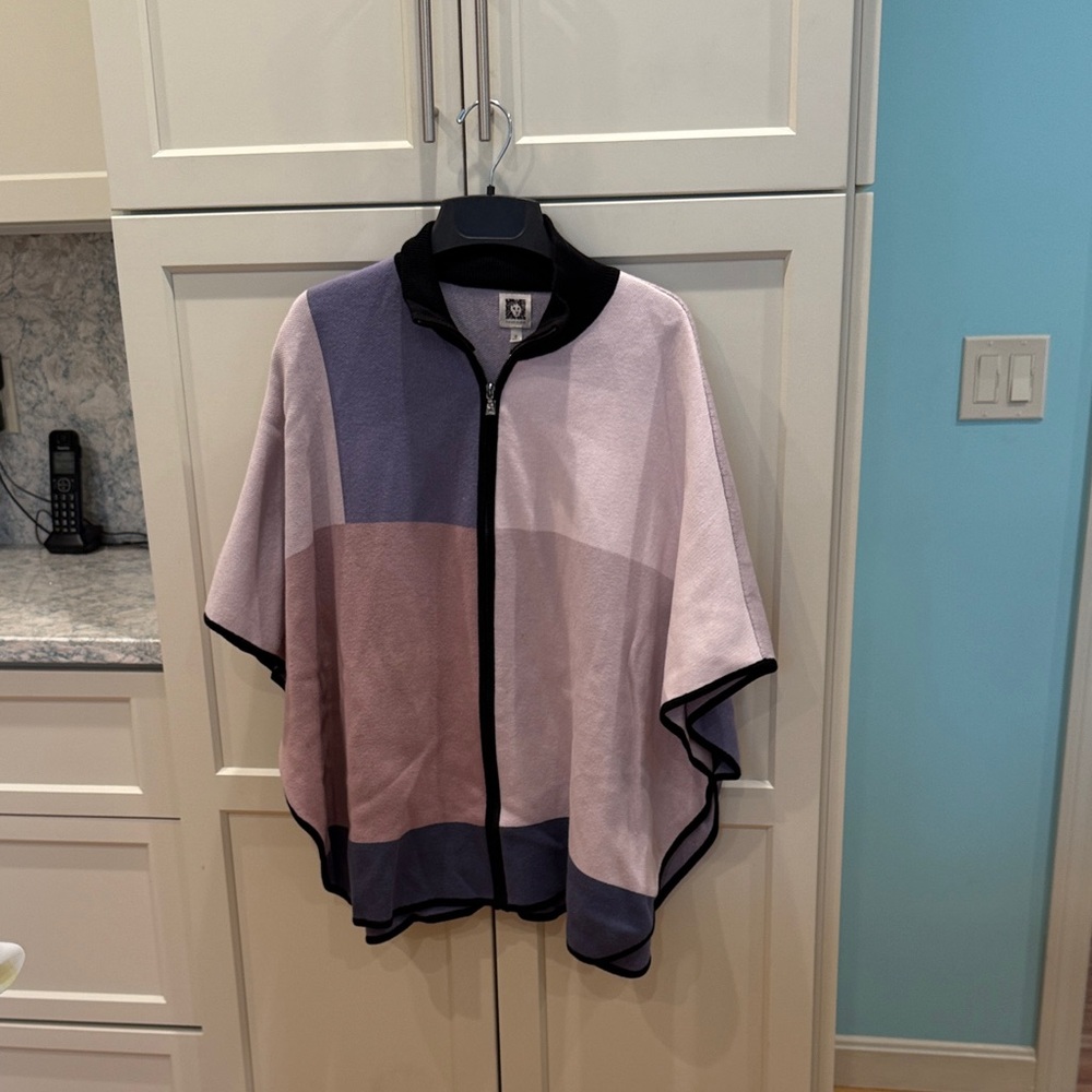 Anne Klein Colorblock Poncho - Purple, Pink, Black